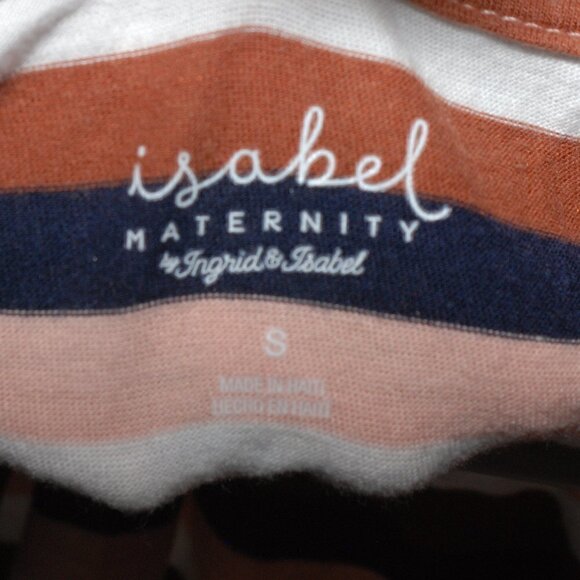 Maternity Small Womens Isabel Maternity Striped Short Sleeve Pregnancy Shirt EUC - Picture 3 of 6